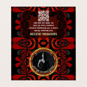 Rot Schwarz + Gold Funky Gothic Kreativ Visitenkarten