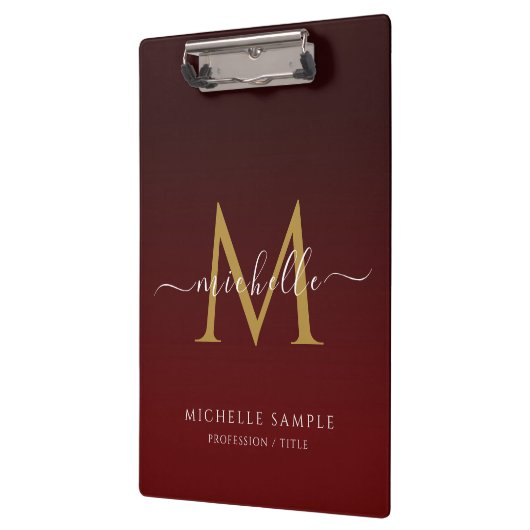 Rot-Schwarz-Gold-Schrift-Typografie-Name-Monogramm Klemmbrett (Links)