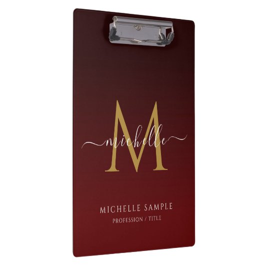 Rot-Schwarz-Gold-Schrift-Typografie-Name-Monogramm Klemmbrett (Rechts)