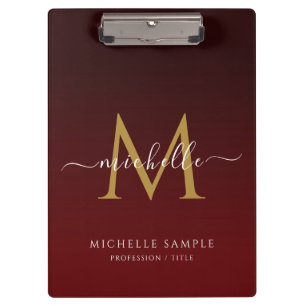 Rot-Schwarz-Gold-Schrift-Typografie-Name-Monogramm Klemmbrett