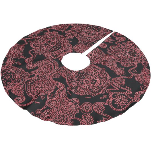 Rot-schwarz-gotische Skulptur-Rock Polyester Weihnachtsbaumdecke (Schrägansicht)