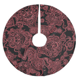 Rot-schwarz-gotische Skulptur-Rock Polyester Weihnachtsbaumdecke