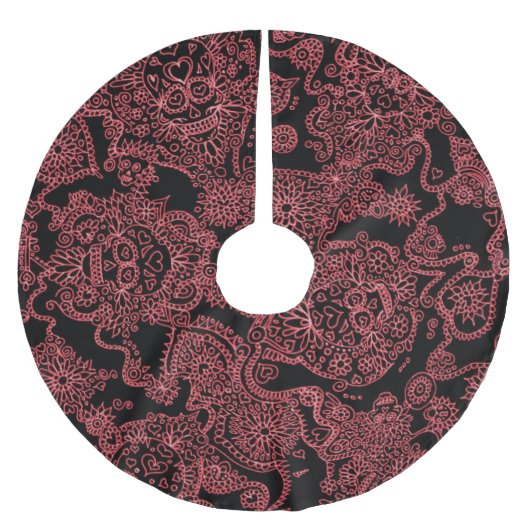 Rot-schwarz-gotische Skulptur-Rock Polyester Weihnachtsbaumdecke (Vorderseite)