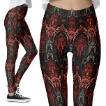 Rot, Schwarz, Grau-Gothic Filigree Lace Leggings<br><div class="desc">Leggings in Rot,  Schwarz,  Grau-Gotik | Filigree Lace Design Entdecken Sie die faszinierende Schönheit meiner Leggings in Rot,  Schwarz und Grau Gotik,  mit einem filigranen Spitzenmuster. Dieses alternative Muster erinnert an gotische Bögen und mittelalterliche Kirchen. Ideal für diejenigen,  die das Wesen der gotischen Ästhetik mit einer modernen Drehung suchen.</div>