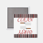 Rot Schwarz & Grau Streifen Saubere oder schmutzig Magnet (Vorderseite/Rückseite)