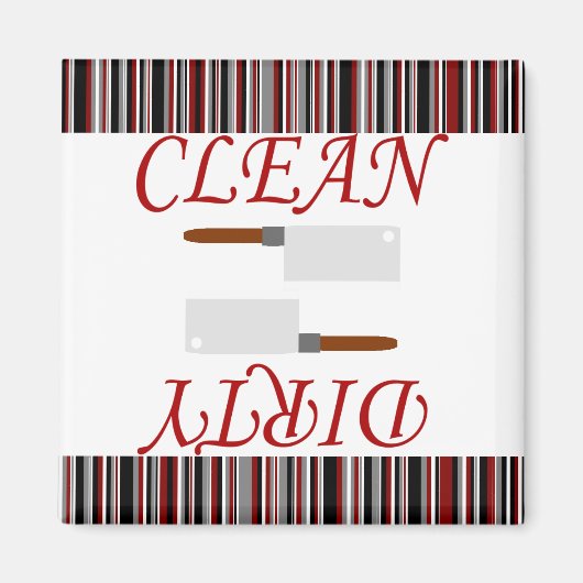 Rot Schwarz & Grau Streifen Saubere oder schmutzig Magnet (Vorne)