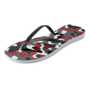 Rot, Schwarz, Grau und weißes Camouflage-Abstrakt Badesandalen