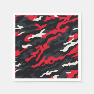 Rot Schwarz Grau Weiß Tarnung Camo Muster Serviette