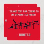 Rot / Schwarz / Graue Jungs GYMNASTICS PARTY CUSTO Dankeskarte (Vorne/Hinten)
