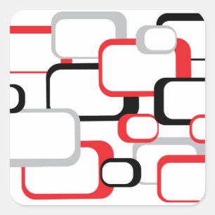Rot-Schwarz-Graue Retro-Quadrat-Muster-Aufkleber Quadratischer Aufkleber