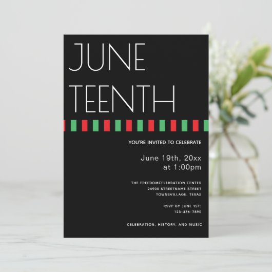 Rot-Schwarz-Grün-Freiheit vertikal Einladung (Stehend Vorderseite)