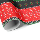 Rot-Schwarz-Grün-Stammesdruck Geschenkpapier (Rolleneckpunkt)