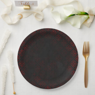 Rot & Schwarz Grunge Gothic Pappteller