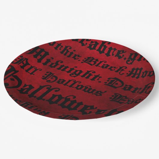 Rot & Schwarz Grunge Gothic Pappteller (Schrägansicht)