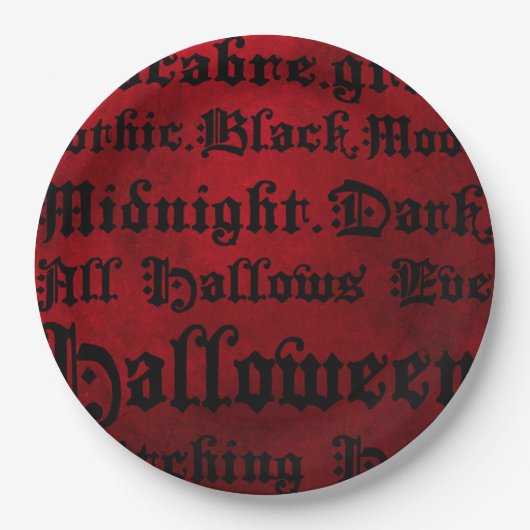 Rot & Schwarz Grunge Gothic Pappteller (Vorderseite)