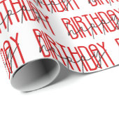 Rot-Schwarz-Happy-Geburtstag Geschenkpapier (Rolleneckpunkt)