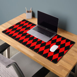Rot-Schwarz-Harlekin-Diamant-Schachbrett-Design Schreibtischunterlage