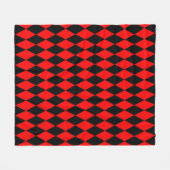 Rot-Schwarz-Harlekin-Diamanten-Damengitter-Design Fleecedecke (Vorderseite (Horizontal))