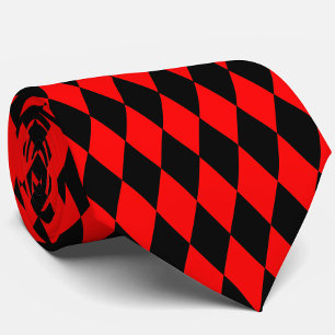 Rot-Schwarz-Harlekin-Diamanten-Damengitter-Design Krawatte