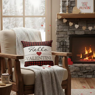 Rot & Schwarz Hello Valentine Karo Gingham Kissen