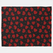 Rot-Schwarz-Herzen-Muster Fleecedecke (Vorderseite (Horizontal))