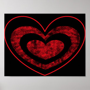 Rot-Schwarz-Herzposter-Wandbehang Poster