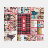 Rot Schwarz kariert moderne minimale Pampas 34 Fot Fleecedecke (Vorderseite (Horizontal))