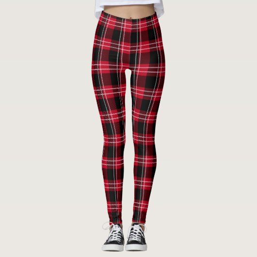 Rot/Schwarz Karierte Leggings (Vorderseite)