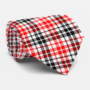 Rot-Schwarz-Karo-Tartan auf Weiß Krawatte