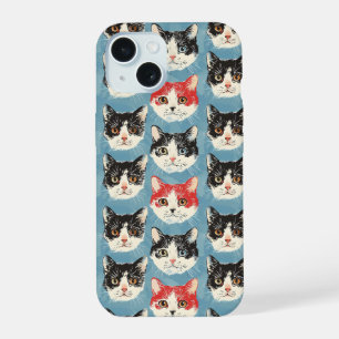 Rot-Schwarz-Katzen-Muster iPhone 15 Hülle