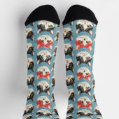 Rot-Schwarz-Katzen-Muster Socken (Oben)