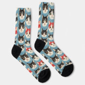 Rot-Schwarz-Katzen-Muster Socken (Rechts)