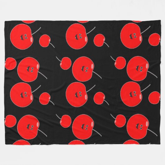 Rot-Schwarz-Kirsche-Muster Fleecedecke (Vorderseite (Horizontal))
