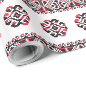 Rot-Schwarz-Kreuzstich-Muster Geschenkpapier (Rolleneckpunkt)