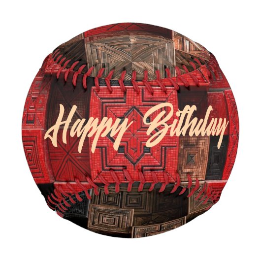 Rot Schwarz Kupfer 3D-Mosaik Baseball (Vorderseite)
