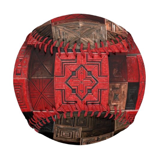 Rot Schwarz Kupfer 3D-Mosaik Baseball (Vorderseite)