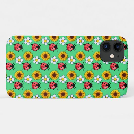 Rot-Schwarz-Ladybug mit Blume Case-Mate iPhone Hülle (Rückseite (Horizontal))