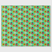 Rot-Schwarz-Ladybug mit Blume Geschenkpapier (Flach)