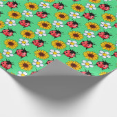 Rot-Schwarz-Ladybug mit Blume Geschenkpapier (Ecke)