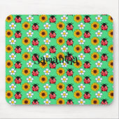 Rot-Schwarz-Ladybug mit Blume Mousepad (Vorne)