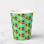 Rot-Schwarz-Ladybug mit Blume Pappbecher (Links)