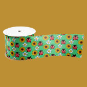 Rot-Schwarz-Ladybug mit Blume Satinband