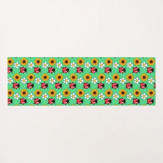 Rot-Schwarz-Ladybug mit Blume Yogamatte (Rückseite (Horizontal))