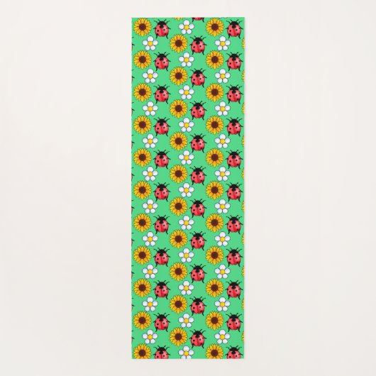 Rot-Schwarz-Ladybug mit Blume Yogamatte (Rückseite)