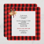 Rot-Schwarz-Lumberjack kariert mit Glocken-Party Einladung (Vorne/Hinten)