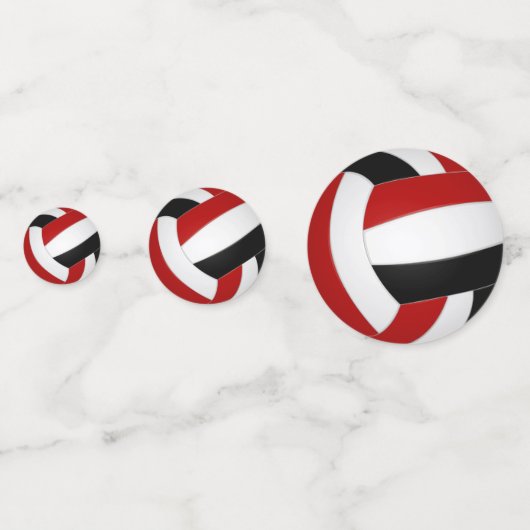 Rot-Schwarz-Mannschaft farbenfroh kindervolleyball Konfetti (Rückseiten)