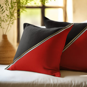 Rot Schwarz mit Gold Silber Streifen Kissen