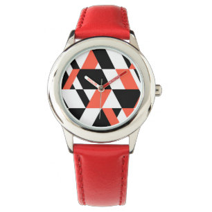 Rot-schwarz, modern, trendig, geometrisch, urbane armbanduhr