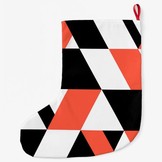 Rot-schwarz, modern, trendig, geometrisch, urbane großer weihnachtsstrumpf (Rückseite)