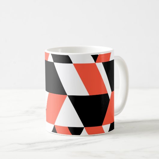 Rot-schwarz, modern, trendig, geometrisch, urbane  kaffeetasse (VorderseiteRechts)